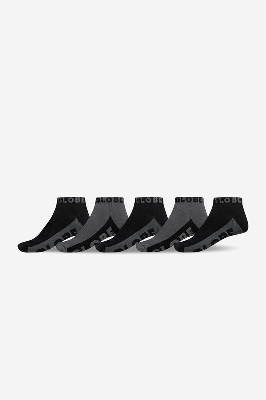 Globe Brand B/G ANKLE SOCK 5 PACK - Black/Grey