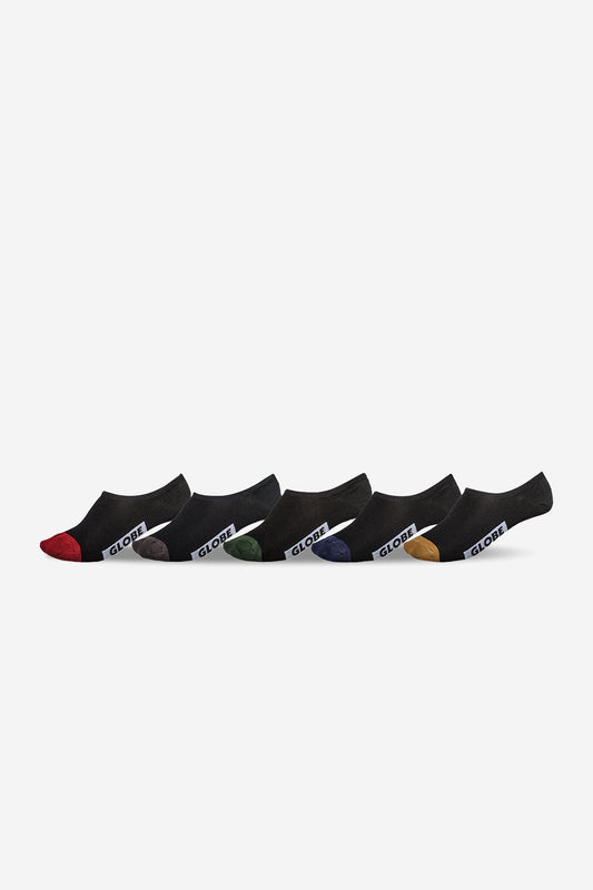 Globe Brand Dip Invisible Sock 5 Pack - Black/Assorted