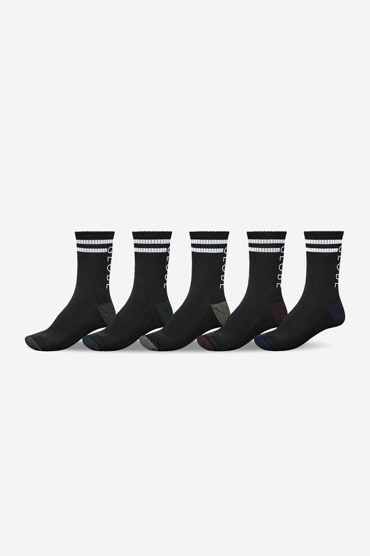 Globe Brand Carter Crew Sock 5 Pack - Black/Assorted