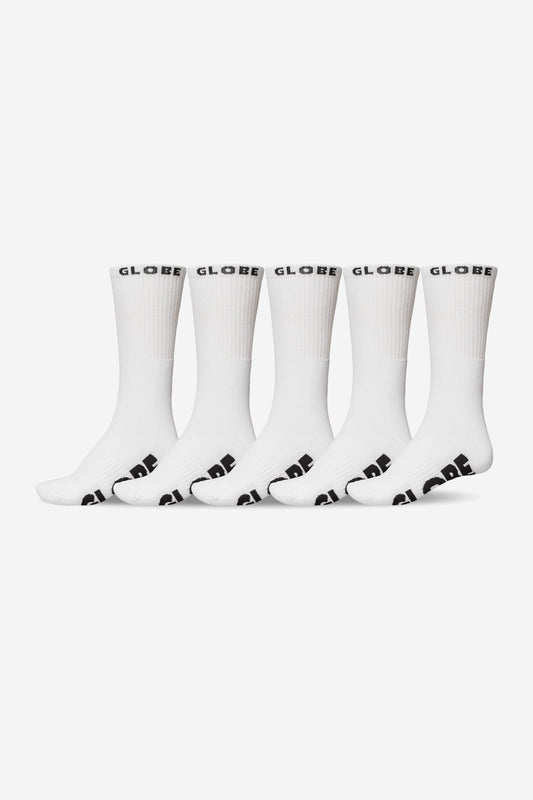 Globe Brand Whiteout Sock 5 Pack - White