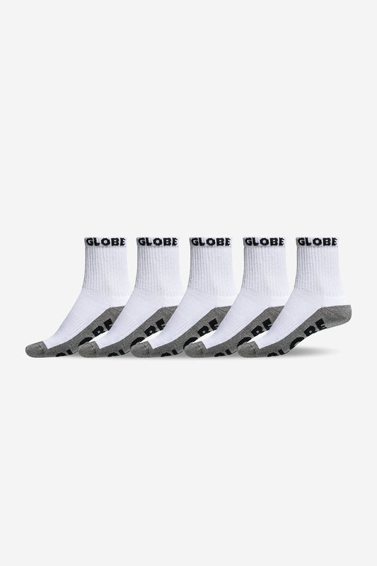 Globe Brand YOUTH QUARTER SOCK 5 PACK - White/Grey