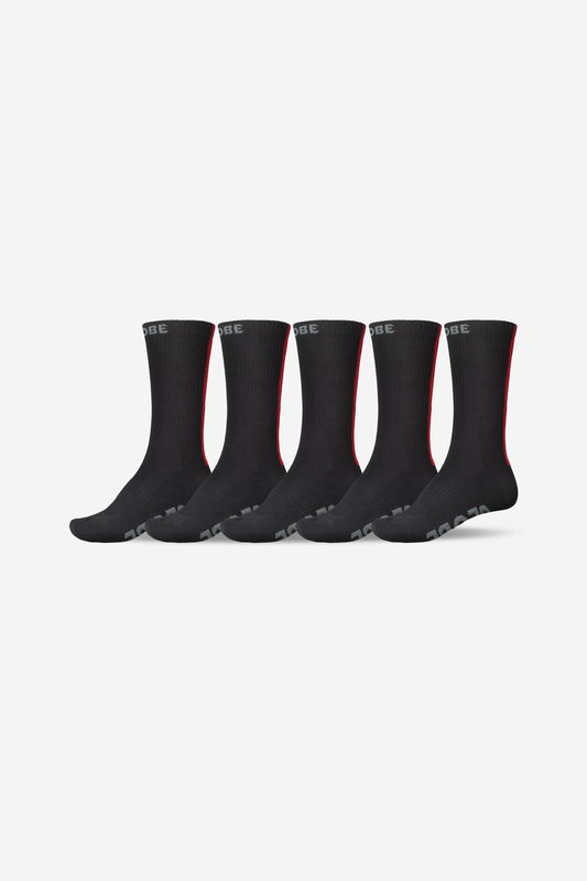 Globe Brand Stripe Hi Crew Sock 5 Pack - Black/Red