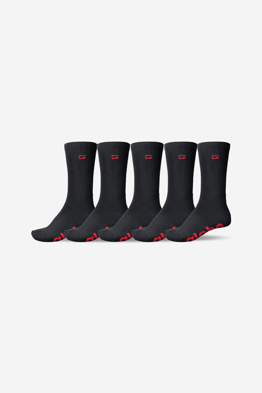 Globe Brand OG Logo Hi Crew Sock 5 Pack - BLACK