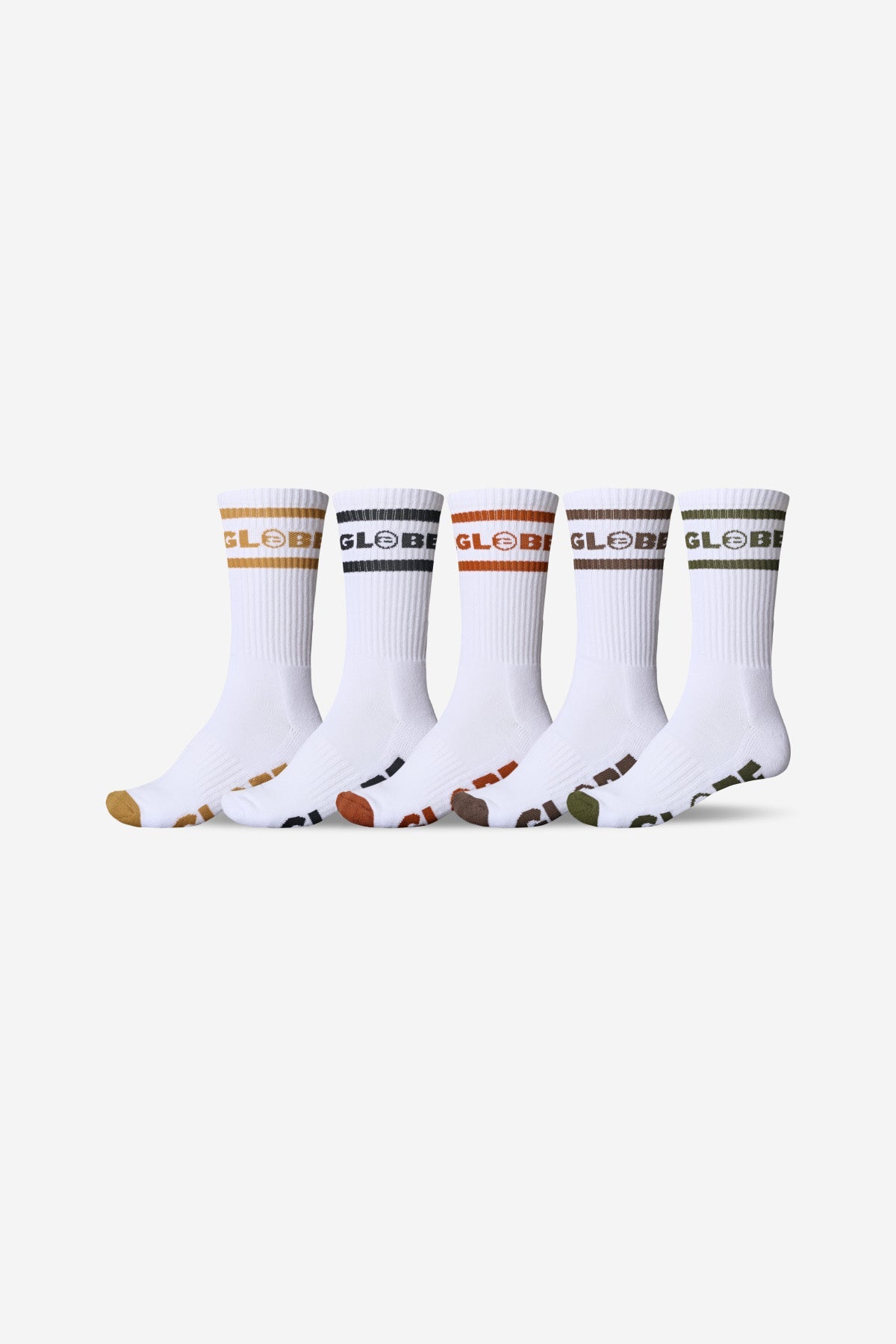 Globe Brand Tilt Hi Crew Sock 5 Pack - White/Assorted